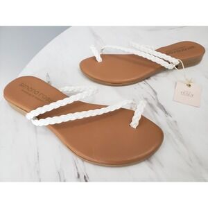 NEW SIZE 7.5 Braided Leather Strappy Simona Rossi Flat Sandals Boho Simple Brown